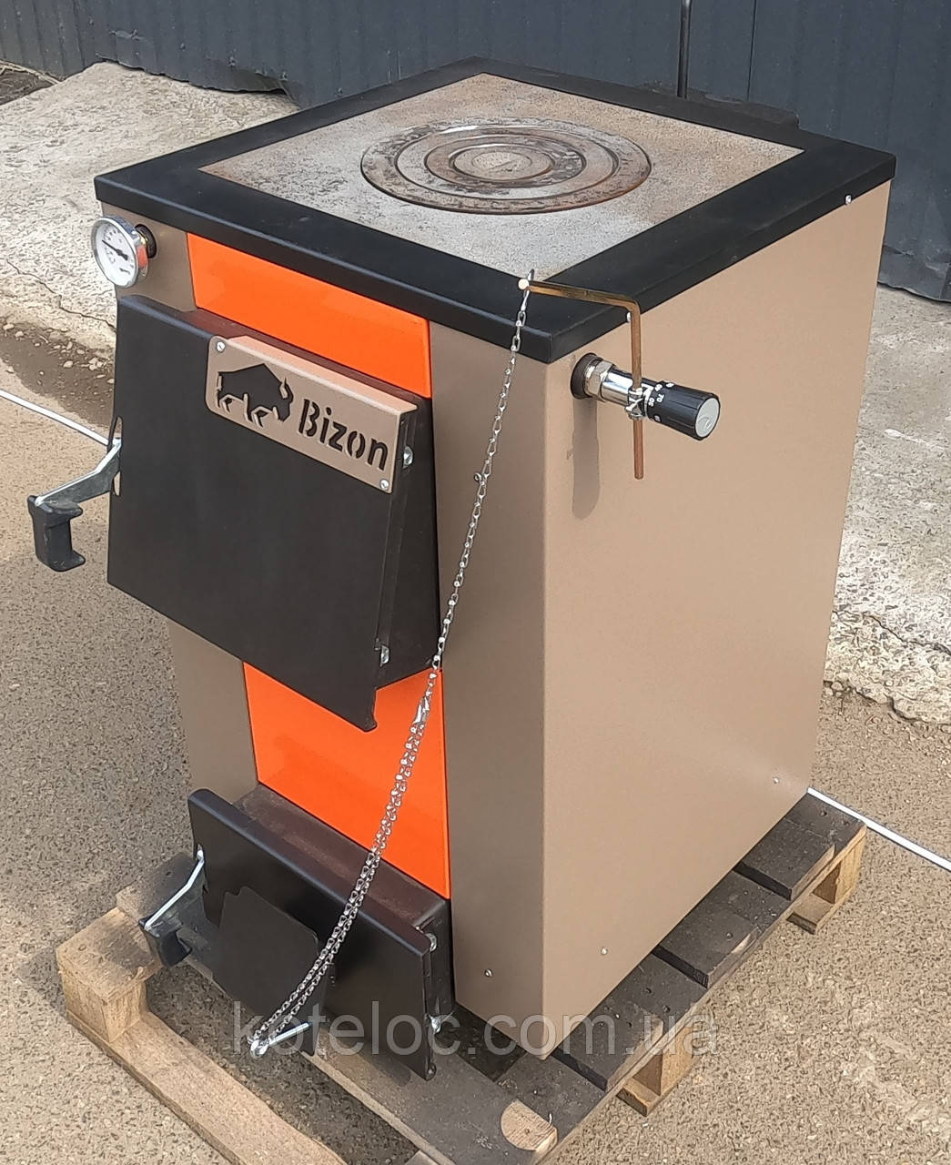 Котел дров'яний з чавунною плитою Bizon MP 10 кВт