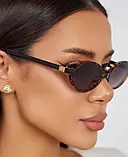 Окуляри сонцезахисні вузькі овальні в стилі міу міу Y2K леопардовий принт, фото 4