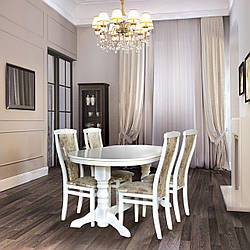 Стіл обідній дерев'яний Говерла Мікс меблі Слонова кістка (160-200 см)