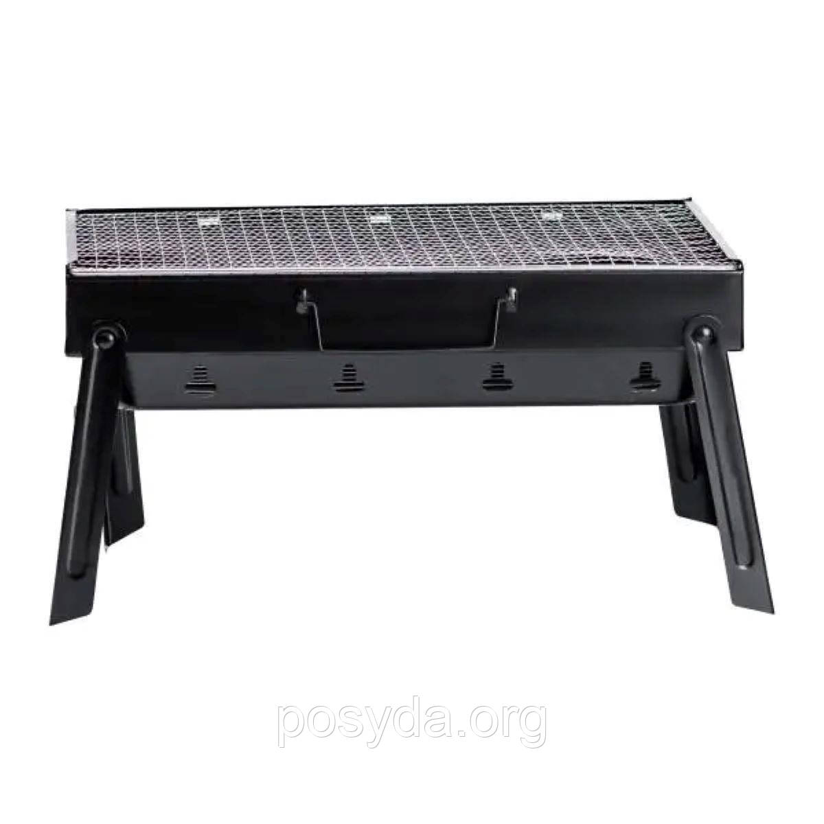 Мангал переносний складаний з решіткою 43×30×23.5 см, фото 1