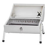 Вугільний гриль двосторонній портативний з решіткою, білий, фото 2