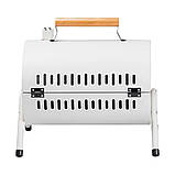 Вугільний гриль двосторонній портативний з решіткою, білий, фото 4