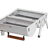 Вугільний гриль двосторонній портативний з решіткою, білий, фото 7
