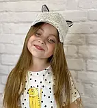 Кепка бейсболка з сіточкою вушками та паєтками літня для дівчинки розмір 50-54 на 3-8 років білий, фото 3