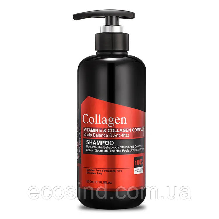 Безсульфатний шампунь Collagen з вітаміном Е, 500мл, фото 1
