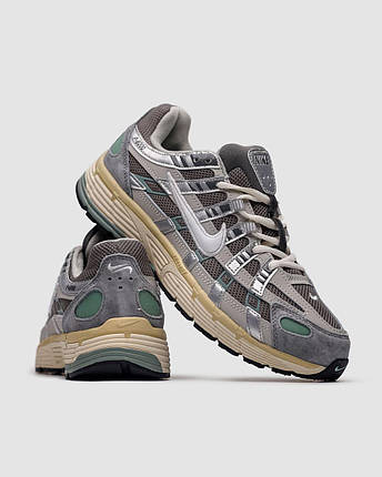 Жіночі кросівки Nike P-6000 Grey Green Найк П-6000 Сірі з зеленим замша текстиль демісезонні демісезонні, фото 1