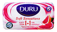 Туалетное мыло Duru Soft Sensations 1+1 Крем & Розовый грейпфрут - 80 г.