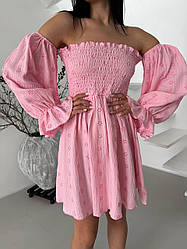 Жіноча легка сукня; Колір: беж, моко, барбі, чорний і молочний; Розмір: 42-46, 48-52: