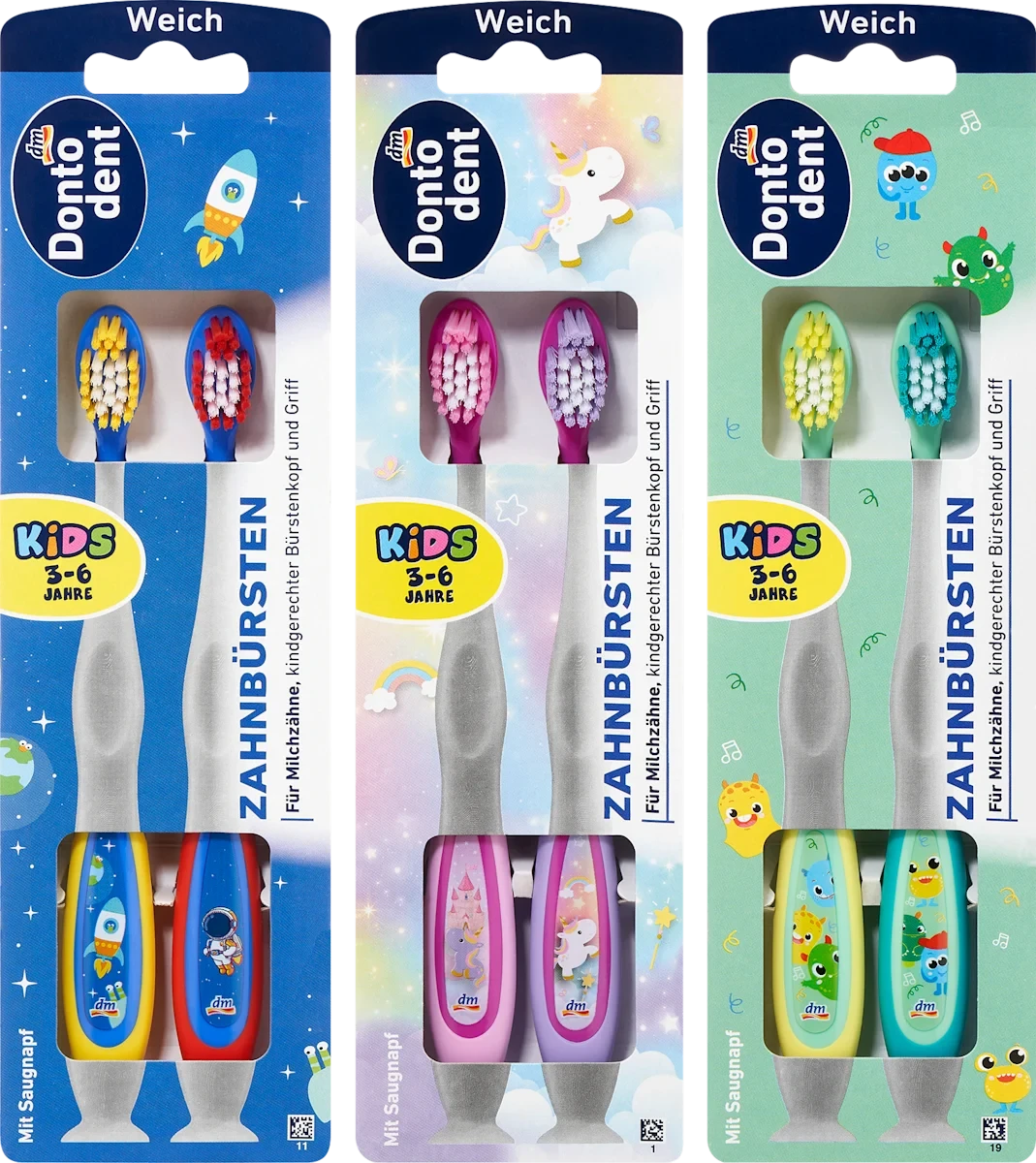 Зубні щітки дитячі Dontodent Kids 3-6 років (2шт.) в асортименті