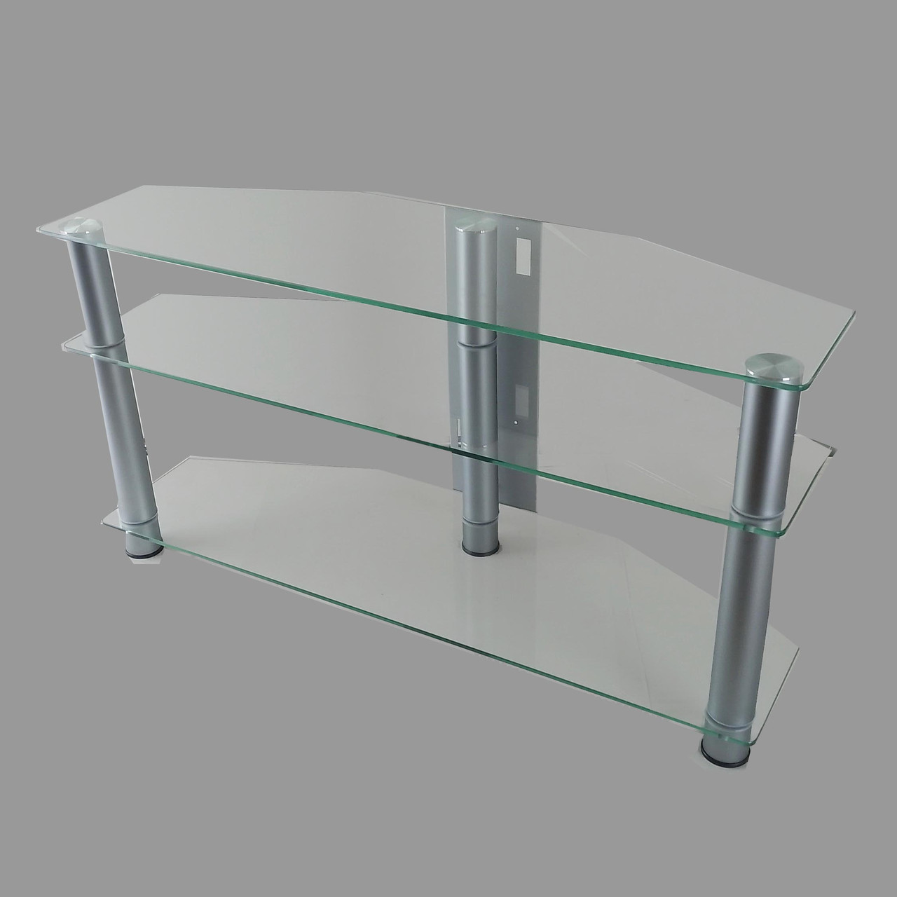 Тумба ТВ зі скла 1100х350х569 Commus Євро new clear Alm прозоре-алюміній, фото 1