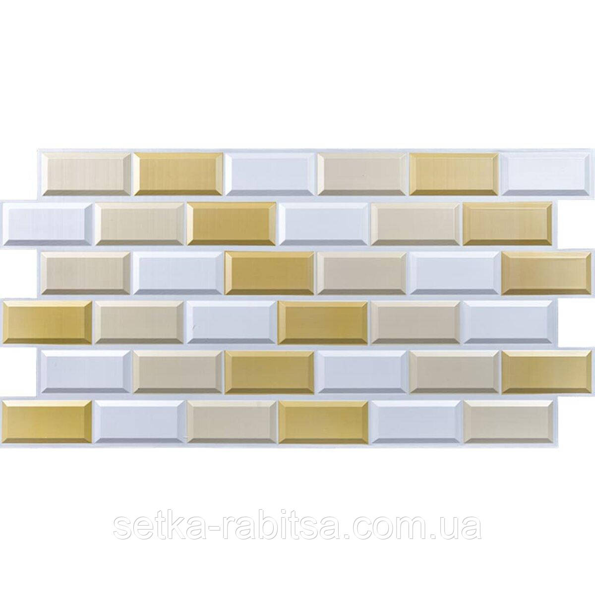 Декоративна ПВХ панель 960х480х4мм Біло-бежева клінкерна цегла SW-00001430, фото 1