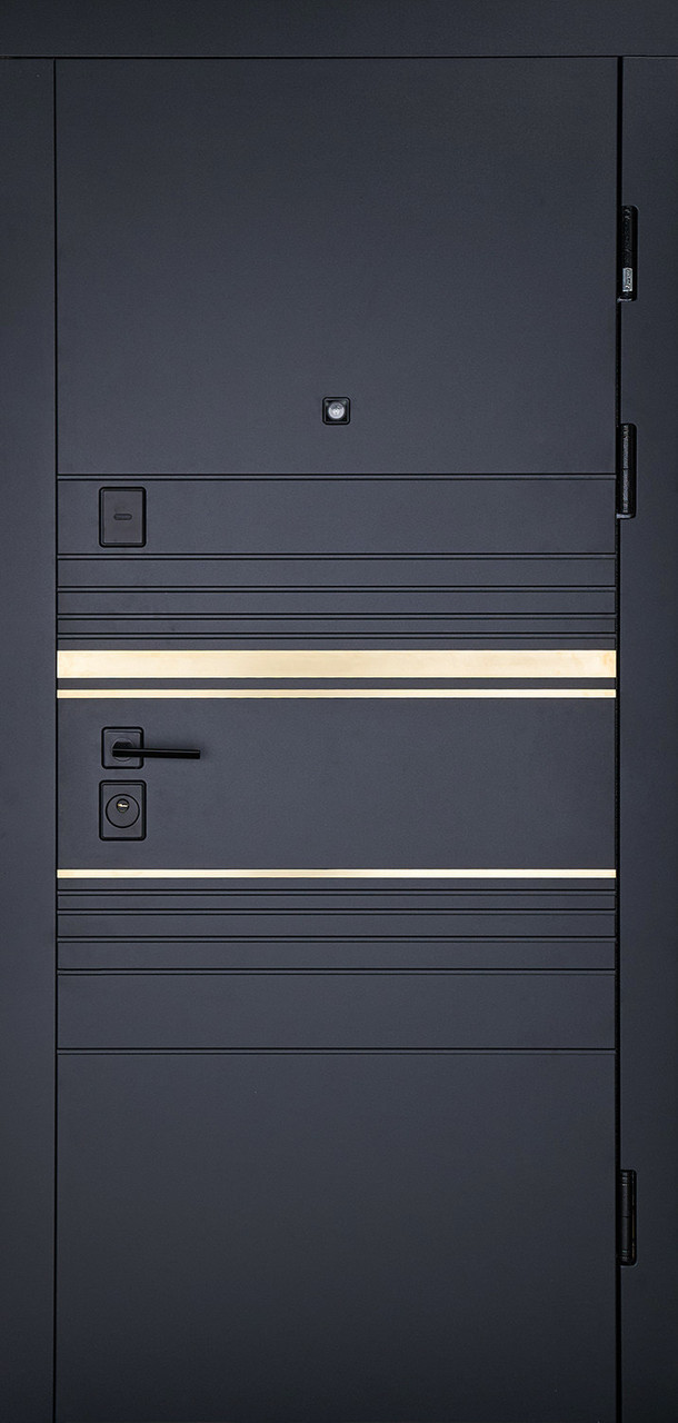 Вхідні двері Abwehr Megapolis MG3 Goldy 545 Чорна шагрень + Білий супермат 860*2050 мм