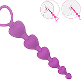 Анальна силіконова пробка 18 см малинова, ланцюжок з кільцем для анальної стимуляції сексу, Інтимні іграшки, фото 4