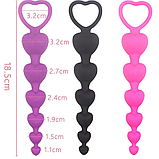 Анальна силіконова пробка 18 см малинова, ланцюжок з кільцем для анальної стимуляції сексу, Інтимні іграшки, фото 6