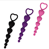 Анальна силіконова пробка 18 см малинова, ланцюжок з кільцем для анальної стимуляції сексу, Інтимні іграшки, фото 7