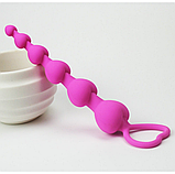 Анальна силіконова пробка 18 см малинова, ланцюжок з кільцем для анальної стимуляції сексу, Інтимні іграшки, фото 10