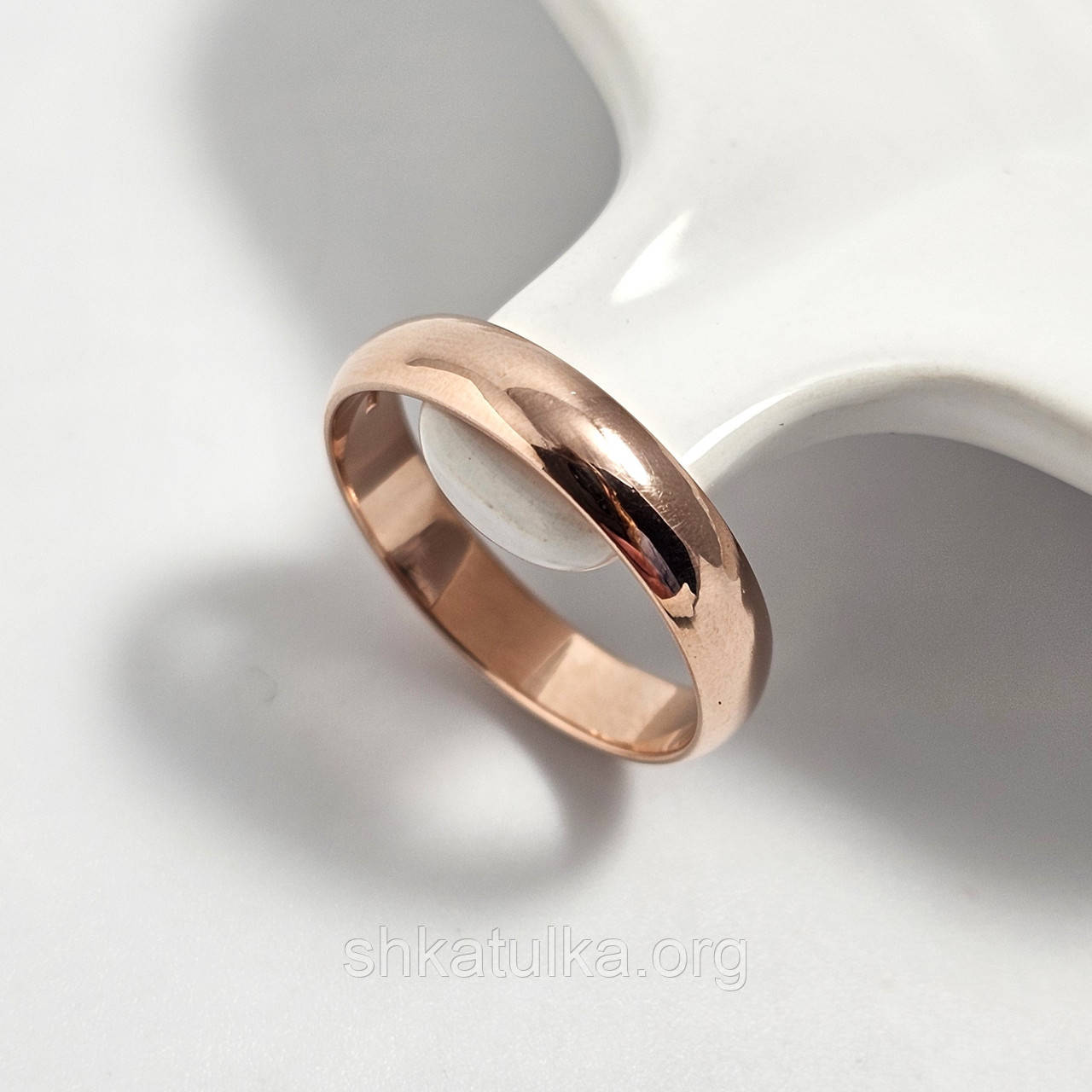 Обручка срібна з позолотою гладка тонка класична