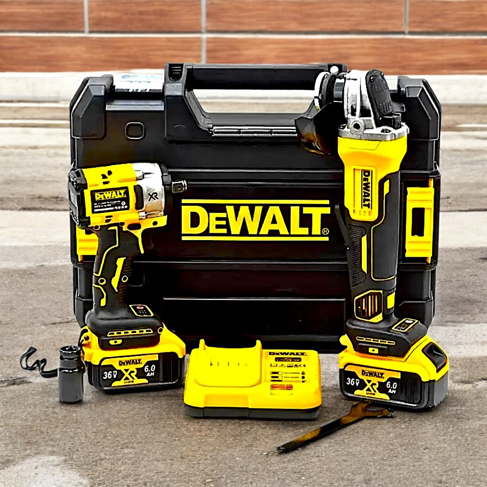 Акумуляторні інструменти DEWALT 36V 6Ач Набір 2в1 Деволт Комплект Болгарка DCG413 та Гайковерт DCF922, фото 1