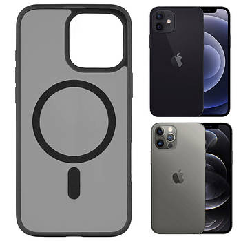 Чохол для iPhone 12/12 Pro, з MagSafe, FIBRA, Чорний / Магнітний чохол на айфон / Чохол для телефону