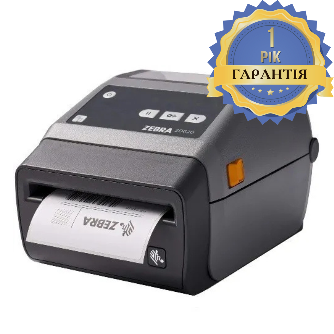 Принтер етикеток Zebra ZD620D (ZD62042-D2EF00EZ) з автообрізувачем (USB, Ethernet)