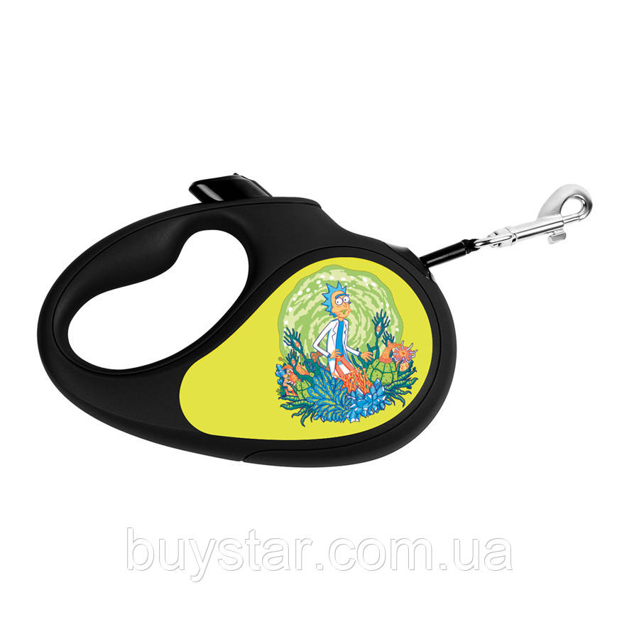Повідець-рулетка для собак WAUDOG R-leash, малюнок "Рік та Морті 2", L, до 50 кг, 5 м, світловідбиваюча