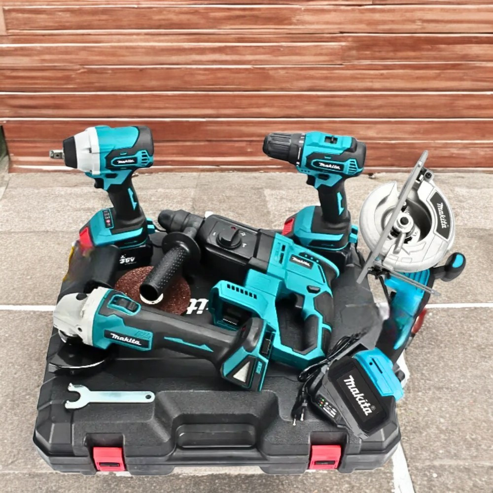 Набір 5в1 Makita 36V Комплект інстументів в кейсі: Шуруповерт Кутова шліфмашина Перфоратор Гайковерт Циркулярка