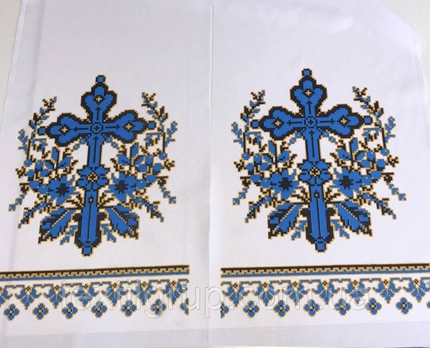Рушник на хрест орнамент синій 1,50*26