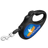 Повідець-рулетка для собак WAUDOG R-leash, малюнок "Прапор", S, до 15 кг, 5 м, світловідбиваюча стрічка чорний, фото 3