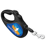 Повідець-рулетка для собак WAUDOG R-leash, малюнок "Прапор", S, до 15 кг, 5 м, світловідбиваюча стрічка чорний, фото 4