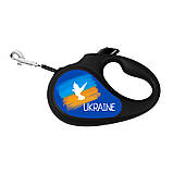 Повідець-рулетка для собак WAUDOG R-leash, малюнок "Прапор", S, до 15 кг, 5 м, світловідбиваюча стрічка чорний, фото 6