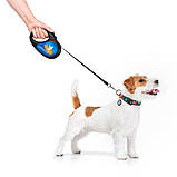 Повідець-рулетка для собак WAUDOG R-leash, малюнок "Прапор", S, до 15 кг, 5 м, світловідбиваюча стрічка чорний, фото 8