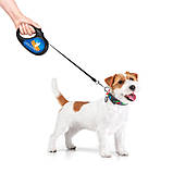 Повідець-рулетка для собак WAUDOG R-leash, малюнок "Прапор", S, до 15 кг, 5 м, світловідбиваюча стрічка чорний, фото 9