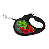 Повідець-рулетка для собак WAUDOG R-leash, малюнок "Калина", S, до 15 кг, 5 м, світловідбиваюча стрічка чорний, фото 6