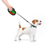Повідець-рулетка для собак WAUDOG R-leash, малюнок "Калина", S, до 15 кг, 5 м, світловідбиваюча стрічка чорний, фото 8