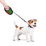 Повідець-рулетка для собак WAUDOG R-leash, малюнок "Калина", S, до 15 кг, 5 м, світловідбиваюча стрічка чорний, фото 9