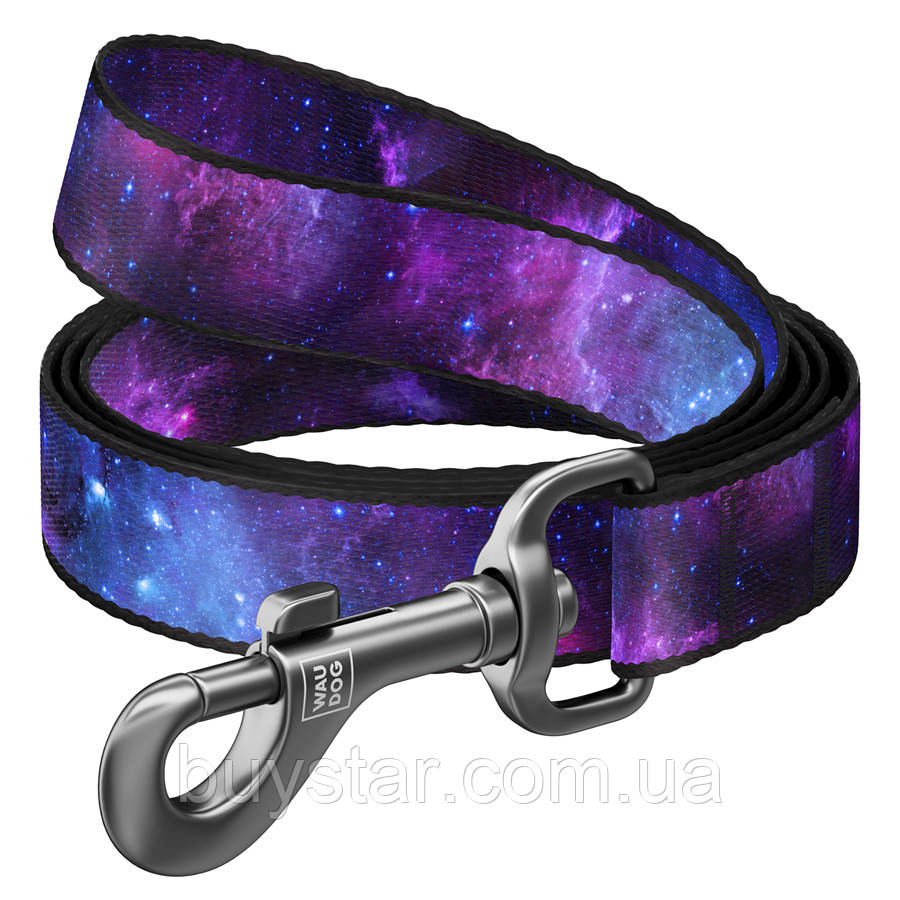Повідець для собак нейлоновий WAUDOG Nylon, малюнок "NASA21", M, Ш 20 мм, Дов 300 см