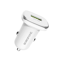 Автомобільний зарядний пристрій Borofone BZ12A USB QC 18W білий