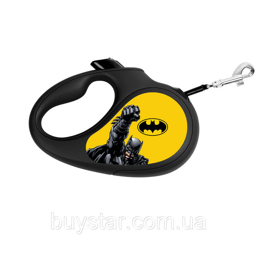 Повідець-рулетка для собак WAUDOG R-leash, малюнок "Бетмен Жовтий", L, до 50 кг, 5 м, світловідбиваюча стрічка
