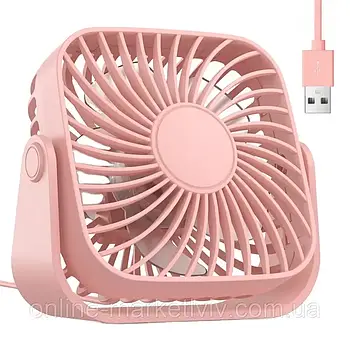 USB вентилятор настільний 5Вт (3 режими) Topk, Рожевий / Міні вентилятор з USB / Вентилятор для столу