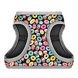 Шлея для собак м'яка WAUDOG Clothes з QR паспортом, малюнок "Пончики", S2, В 46-50 см, С 43-45 см, фото 4