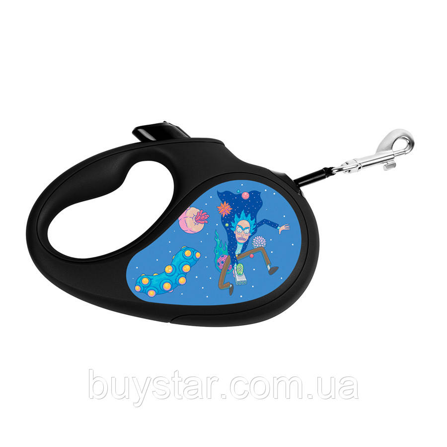 Повідець-рулетка для собак WAUDOG R-leash, малюнок "Рік та Морті 3", XS, до 12 кг, 3 м, світловідбиваюча
