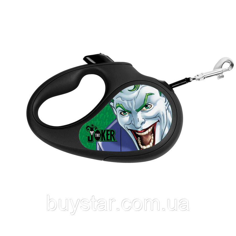 Повідець-рулетка для собак WAUDOG R-leash, малюнок "Джокер Зелений", L, до 50 кг, 5 м, світловідбиваюча