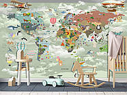 Декор для дитячої кімнати, самоклеюча плівка Oracal з малюнком "Дитяча карта світу", фото 2