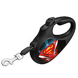 Повідець-рулетка для собак WAUDOG R-leash, малюнок "Супермен Лого", S, до 15 кг, 5 м, світловідбиваюча стрічка, фото 4