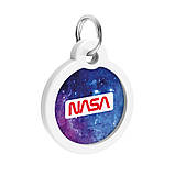 Адресник для собак і котів металевий WAUDOG Smart ID з QR паспортом, малюнок "NASA21", коло, Д 30 мм, фото 5