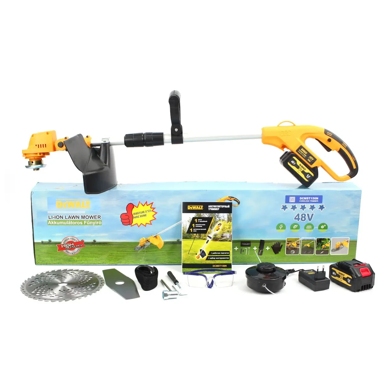 Акумуляторний триммер для трави DeWalt DCMST156N (48V, 6AH) АКБ безщітковий інструмент для саду