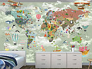 Декор для дитячої кімнати, самоклеюча плівка Oracal з малюнком "Дитяча карта світу", фото 7