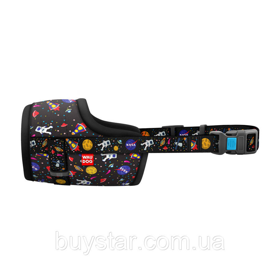 Намордник для собак WAUDOG Nylon, малюнок "NASA", пластиковий фастекс, розмір №1, О 14-20 см