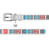 Нашийник для собак шкіряний WAUDOG Design з QR паспортом, малюнок "Етно", XL, Ш 35 мм, Дов 46-59 см, білий, фото 4