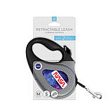 Повідець-рулетка для собак WAUDOG R-leash, малюнок "NASA21", M, до 25 кг, 5 м, світловідбиваюча стрічка чорний, фото 3